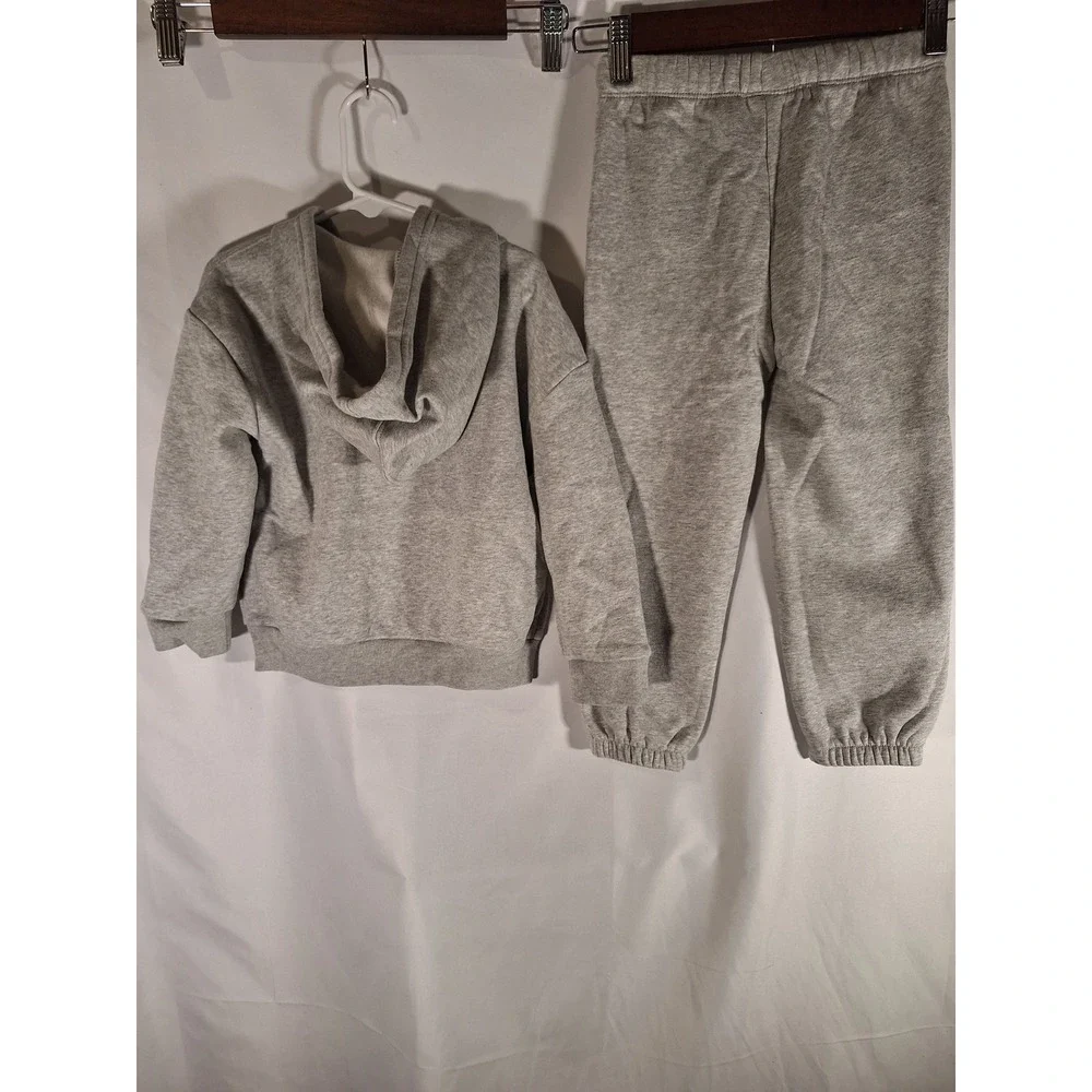 Baby Gap Girls Gray Pink Logo Zip Hoodie and Jogger Sweatpants Set 4T 4 Years